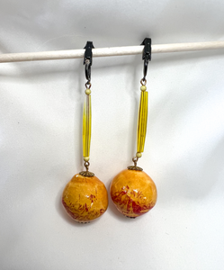 Clip-On Long Dangle Yellow and Orange 1960's Earrings RENTAL