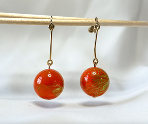 Clip-On Brass & Orange 1960's Drop Earrings RENTAL