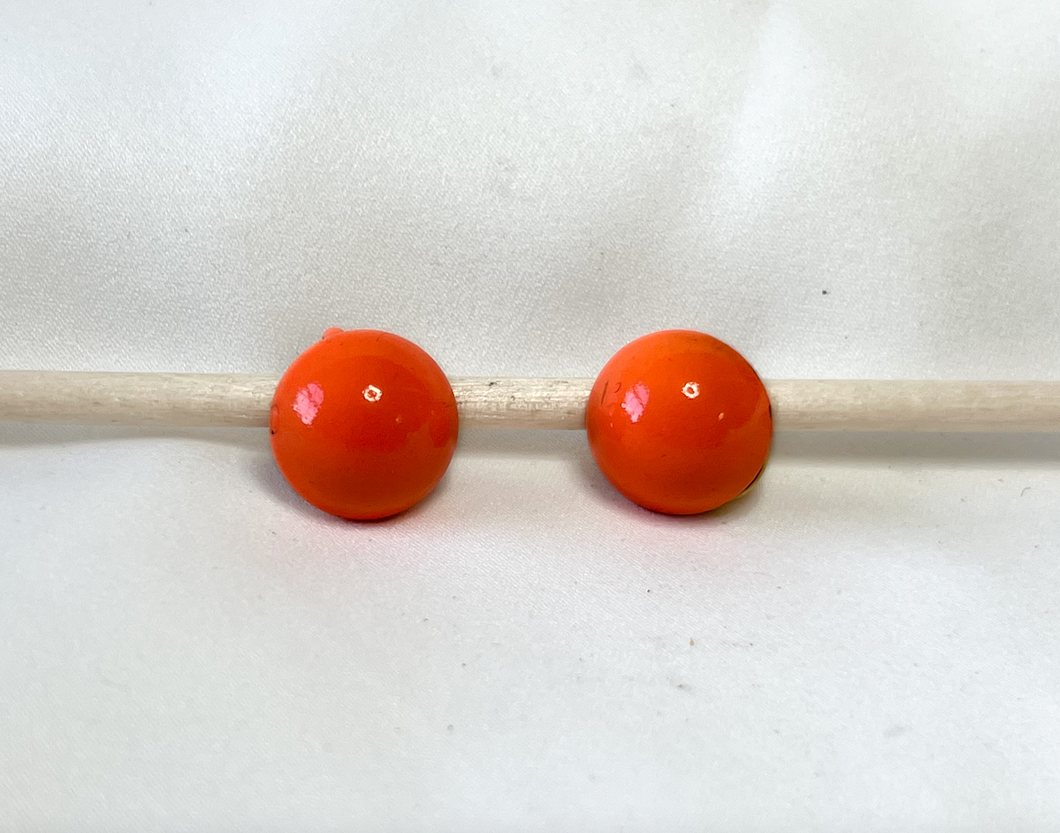 Clip-On Metal 1/2 Round Orange 1960's Earrings RENTAL