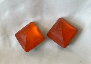 Oversized Vintage frosted orange square clip on earrings RENTAL