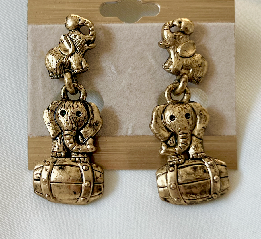 Elephants on barrel earrings RENTAL