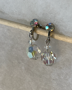 Clip-On Crystal Drop Dangle Vintage Earrings RENTAL