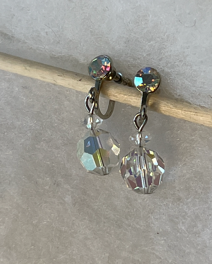 Clip-On Crystal Drop Dangle Vintage Earrings RENTAL