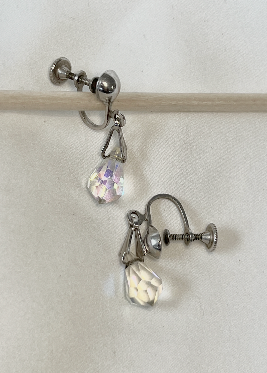 Clip-On Crystal Drop Vintage Screw Back Earrings RENTAL