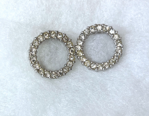 Gorgeous rhinestone circles on silver clip on earrings RENTAL