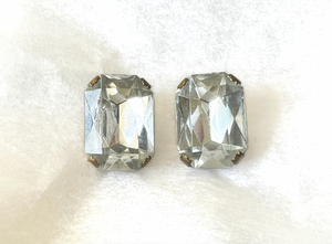 Chunky rectangular rhinestone clip on earrings RENTAL