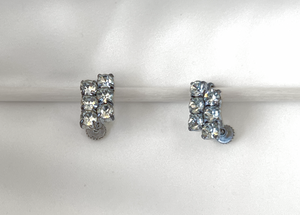 2 rows of 3 rhinestones on silver screw back earrings RENTAL