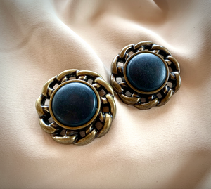 Clip-On Bronze & Black Round Earrings RENTAL