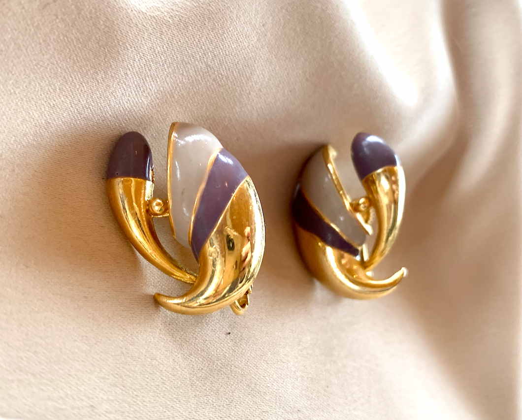 Clip-On Gold and Purple/Lilac Earrings RENTAL