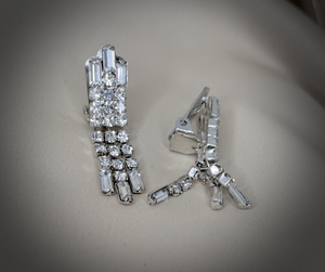 Clip-On Rhinestone Dangle Vintage Earrings RENTAL