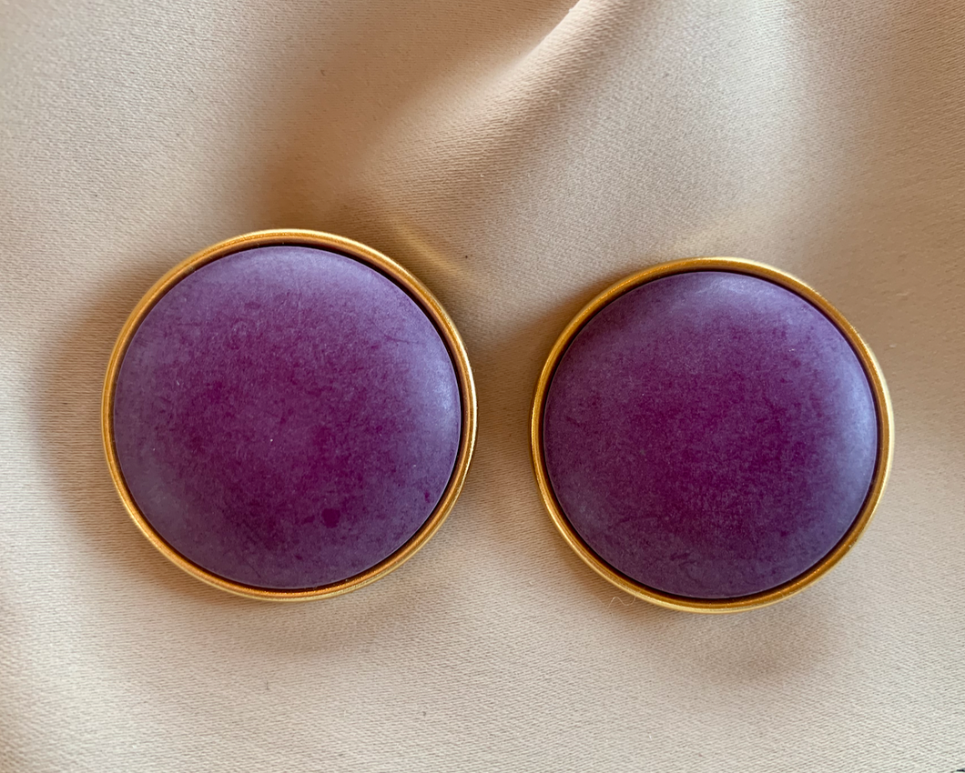 Vintage Soft Matte Purple Clip-On Earrings RENTAL