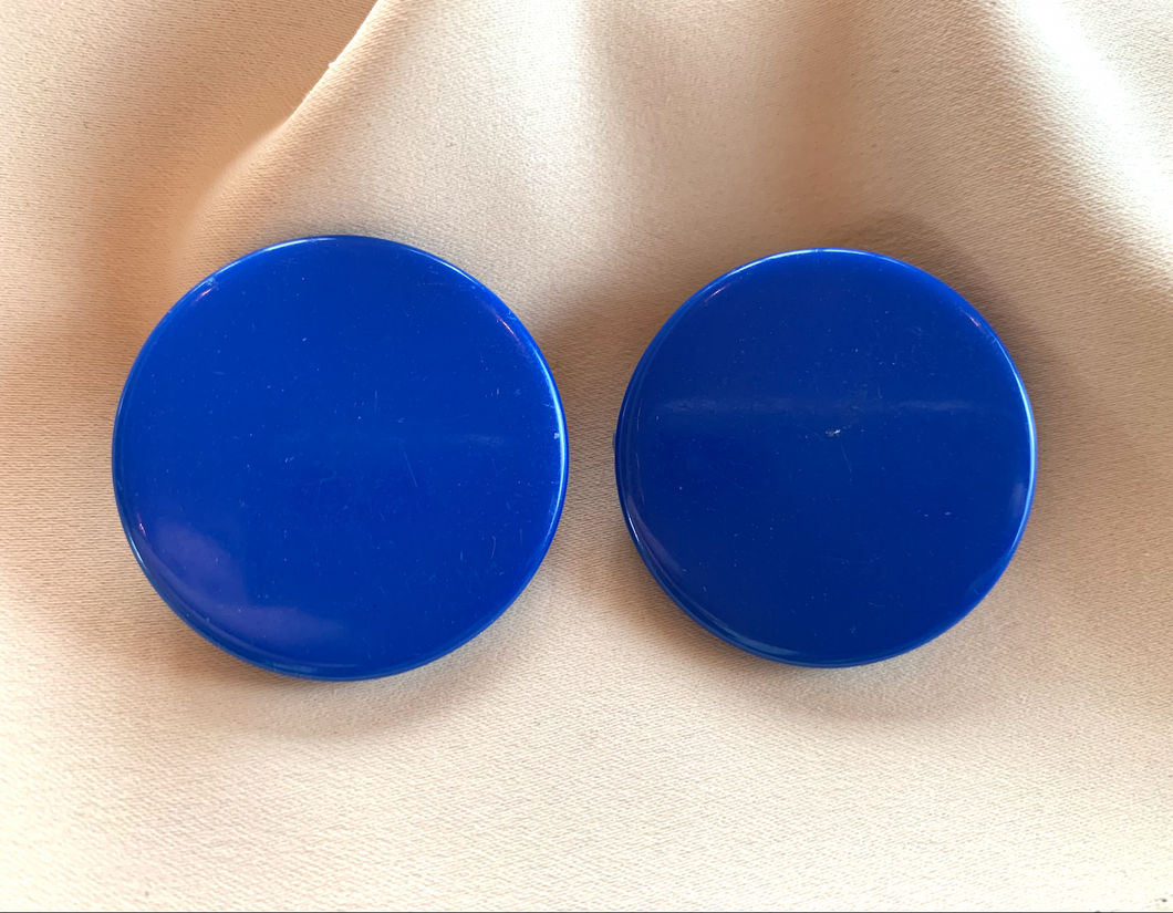 Clip-On Round 1980's-90's Stong Blue Earrings RENTAL