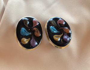 Clip-On Gold Vintage Black w/Paint Earrings RENTAL