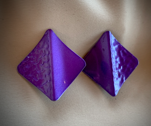 Clip-On Vintage Purple, Classic 1980's Texture Earrings RENTAL