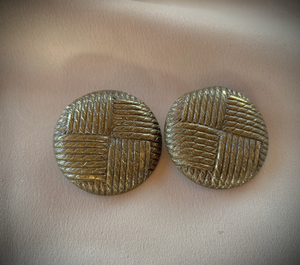 Clip-On Aged Gold Large Weave Metal Earrings RENTAL