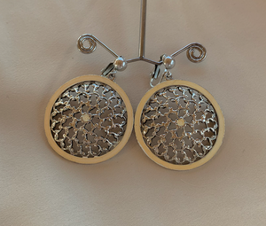 Clip-On Dangle Round Silver & Cream Earrings RENTAL