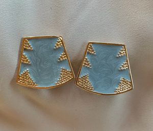 Clip-On Vintage Grey & Gold Large Earrings RENTAL