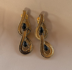 Clip-On Large Gold Chunky Long Earrings RENTAL