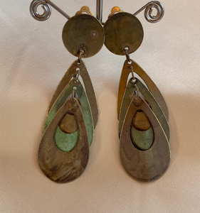 Clip-On Stunning Aged Copper High Movement Dangle Earrings RENTAL