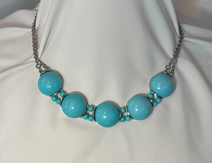 Delicate chunky turquoise circles & smaller circles necklace RENTAL