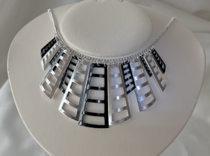 Avant Garde silver black moderne chunky necklace 1980-90 RENTAL