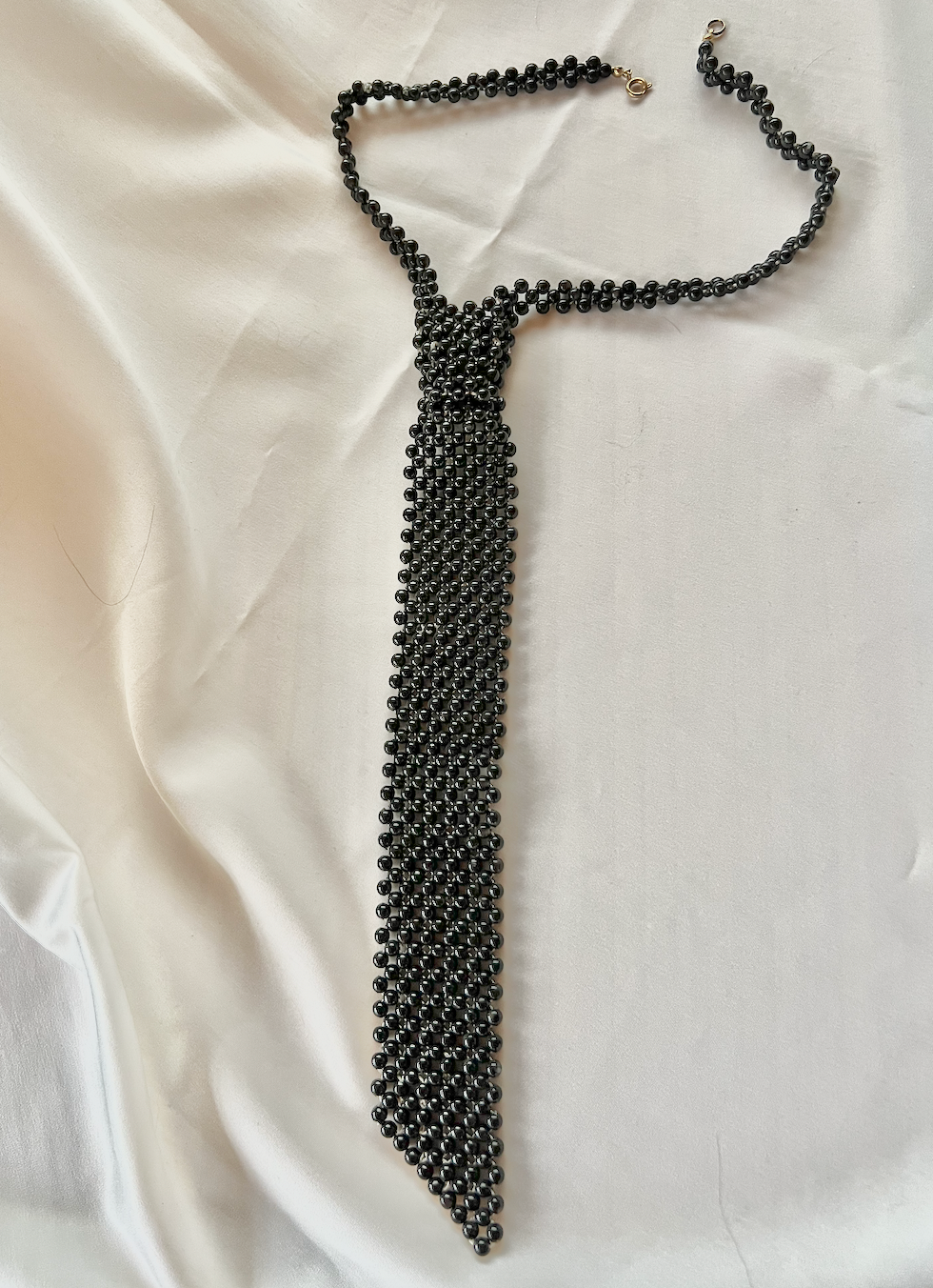 Black tie woven beaded tie Clasp at back RENTAL