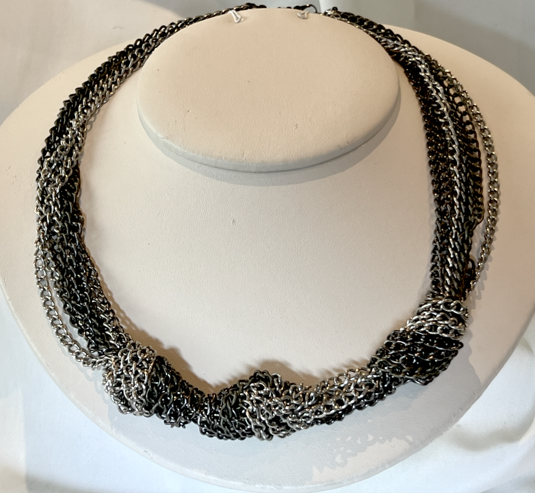 8 Blackened and silver chains w/3 knot necklace RENTAL