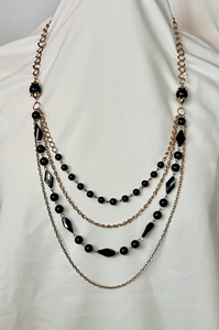 Multi Gold chains with mixed black glass necklace RENTAL