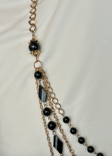 Load image into Gallery viewer, Multi Gold chains with mixed black glass necklace RENTAL
