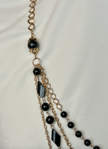 Multi Gold chains with mixed black glass necklace RENTAL