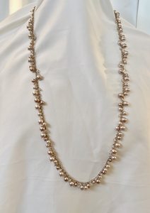 Banana Republic warm pearls gold metal posts crystals 34" necklace RENTAL