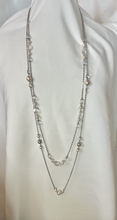 Load image into Gallery viewer, Small silver chain necklace accented pearl crystals 48&quot; RENTAL
