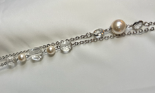 Load image into Gallery viewer, Small silver chain necklace accented pearl crystals 48&quot; RENTAL
