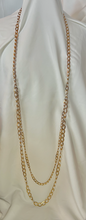 Load image into Gallery viewer, Large flat gold links inset w/ pearls necklace 32&quot; RENTAL
