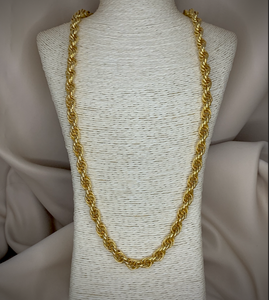 Rope link gold chain over 1/4" wide, 24" long necklace RENTAL