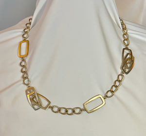 Kenneth Cole gold necklace large link and big rectangle 22" necklace RENTAL