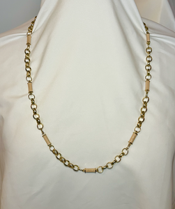 Round link with long enamelled 3D nude rectangles 30" necklace RENTAL