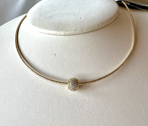 Delicate gold Melanie Lyne choker w/diamond Infinity ball RENTAL