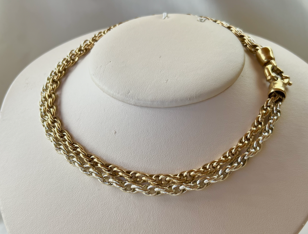 Double rope chain in yellow and white gold heavy clasp RENTAL