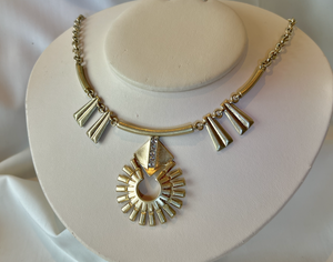 Banana Republic necklace soft gold w/pointed round drop, triangles RENTAL