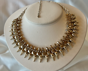 Gold punk choker w/rhinestones squares and spikes RENTAL