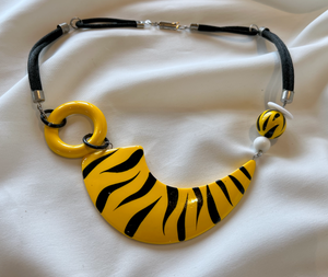 Chrome yellow zebra stripe choker necklace RENTAL