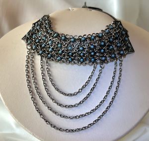 Chainmail w/turquoise black choker necklace RENTAL