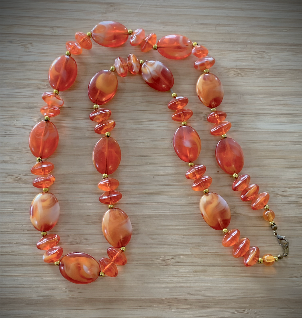 Lightweight orange stone look chunky necklace 30