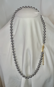 Gorgeous grey toned long pearl hand knotted 28" necklace RENTAL