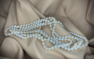 8mm off white pearl, very long necklace RENTAL