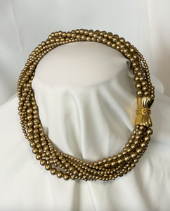 Twisted pearls lightweight acrylic metal clasp Bronze necklace RENTAL