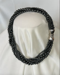 Twisted pearls, lightweight acrylic Black onyx necklace RENTAL