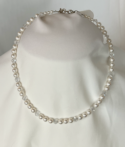 Pearls and crystals sparkle choker necklace RENTAL