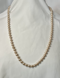 Single strand of warm pearls hand knotted necklace 1 RENTAL